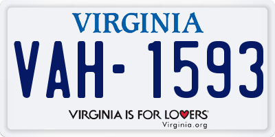 VA license plate VAH1593