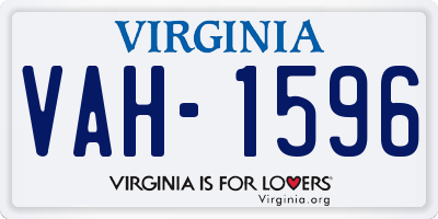 VA license plate VAH1596