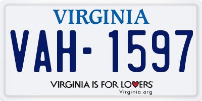 VA license plate VAH1597