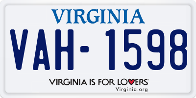 VA license plate VAH1598
