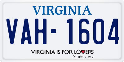 VA license plate VAH1604