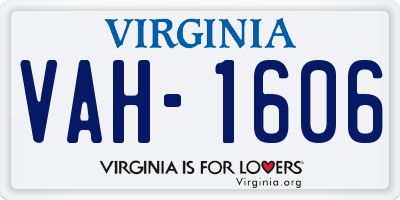 VA license plate VAH1606
