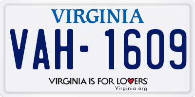 VA license plate VAH1609