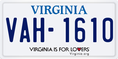 VA license plate VAH1610