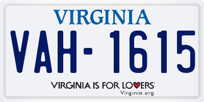 VA license plate VAH1615