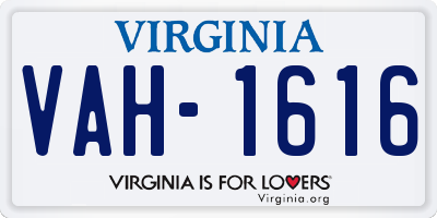 VA license plate VAH1616