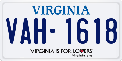 VA license plate VAH1618
