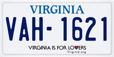 VA license plate VAH1621