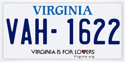 VA license plate VAH1622