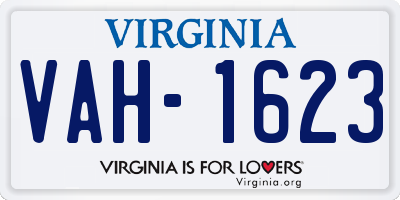 VA license plate VAH1623