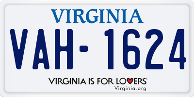 VA license plate VAH1624