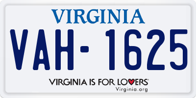 VA license plate VAH1625