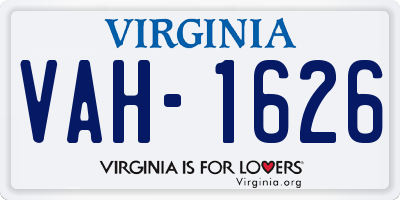 VA license plate VAH1626