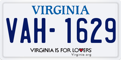 VA license plate VAH1629