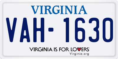VA license plate VAH1630