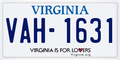 VA license plate VAH1631