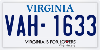 VA license plate VAH1633