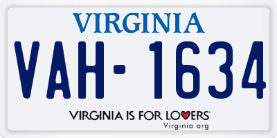 VA license plate VAH1634