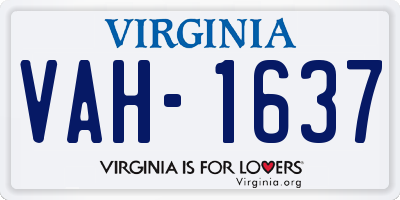 VA license plate VAH1637