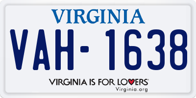 VA license plate VAH1638