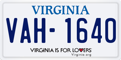 VA license plate VAH1640
