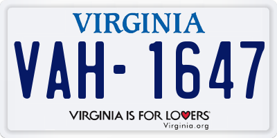 VA license plate VAH1647