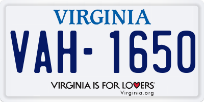 VA license plate VAH1650