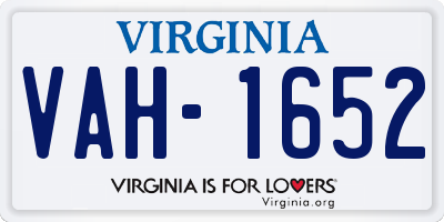 VA license plate VAH1652