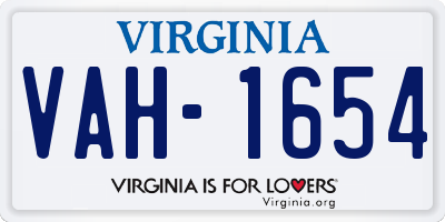 VA license plate VAH1654