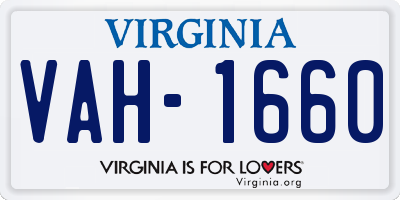 VA license plate VAH1660