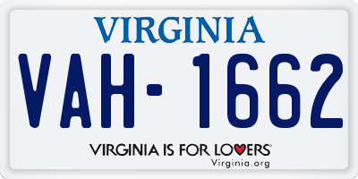 VA license plate VAH1662