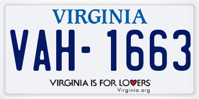 VA license plate VAH1663