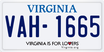 VA license plate VAH1665