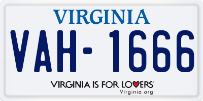 VA license plate VAH1666