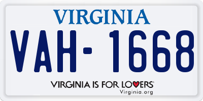 VA license plate VAH1668