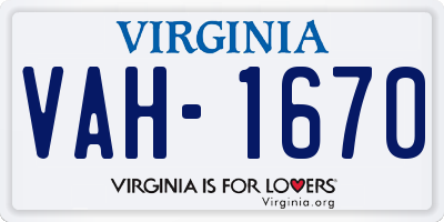 VA license plate VAH1670