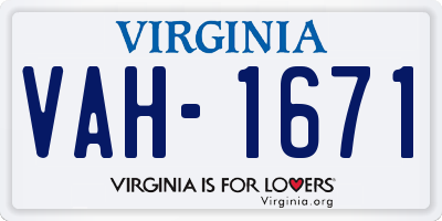 VA license plate VAH1671
