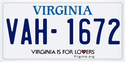 VA license plate VAH1672