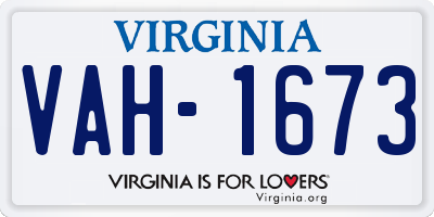 VA license plate VAH1673