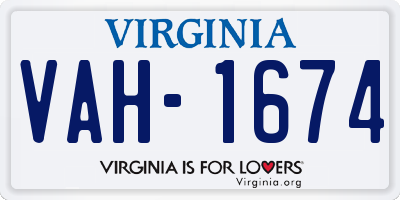 VA license plate VAH1674