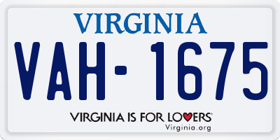 VA license plate VAH1675