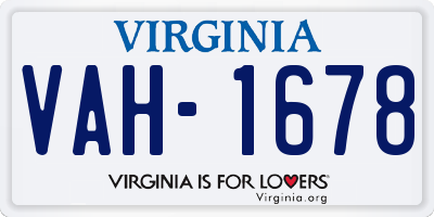 VA license plate VAH1678