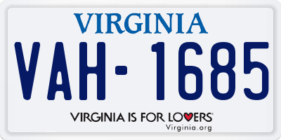 VA license plate VAH1685