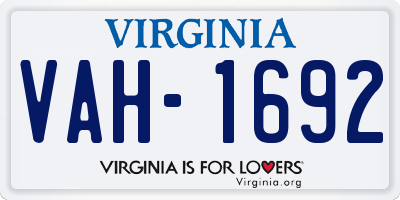 VA license plate VAH1692