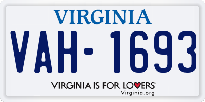 VA license plate VAH1693