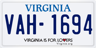 VA license plate VAH1694