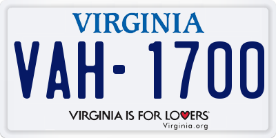 VA license plate VAH1700