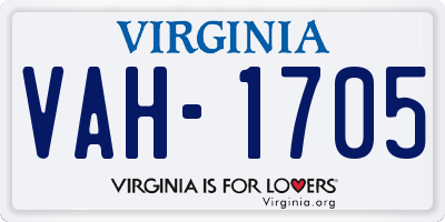VA license plate VAH1705