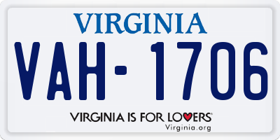 VA license plate VAH1706