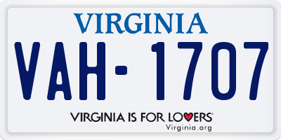 VA license plate VAH1707